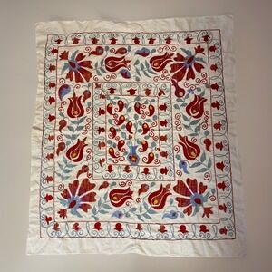 Suzani Turkish Linen And Silk Embroidered Wall‎ Hanging 2.10x3.3